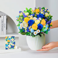Cerulean-Dream-paper-pop-up-bouquet-of-blue-and-gold-roses-—-PetalPal